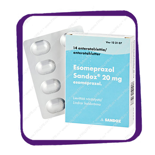 фото: Esomeprazol Sandoz 20 Mg (для кратковременного лечения симптомов рефлюкса) таблетки - 14 шт