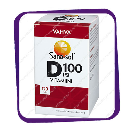 фото: Sana-Sol D-vitamiini 100 mg Vahva (Сана-Сол Д3-Витамин Сильный 100 Мкг ) таблетки - 120 шт