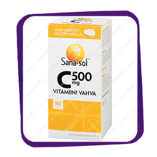 фото: Sana-Sol C-Vitamiini Vahva 500 mg (Сана-Сол Ц-Витамин Сильный 500 мг) таблетки - 180 шт