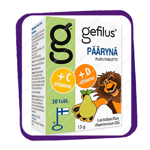 фото: Gefilus +C +D Paaryna (Гефилус + Ц + Д Груша) жевательные таблетки - 30 шт