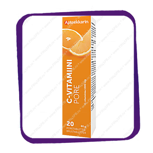 фото: Apteekkarin C-Vitamiini Pore 1000 mg (витамин C) шипучие таблетки - 20 шт