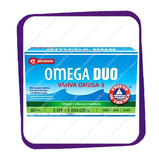 фото: Bioteekin Omega Duo Vahva Omega-3 (Рыбий жир в капсулах) капсулы - 60 шт
