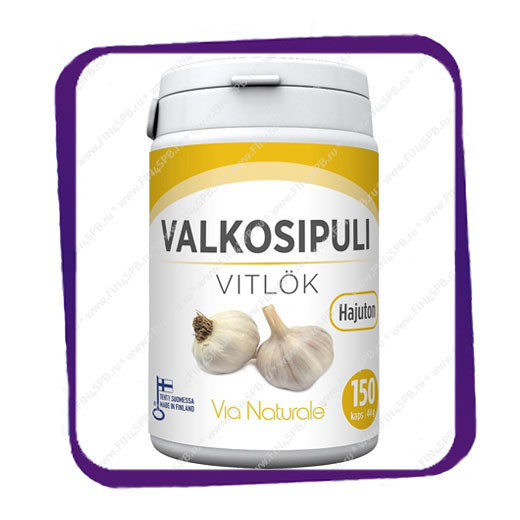 фото: Valkosipuli Vitlok Via Naturale (Профилактический препарат с чесноком) капсулы - 150 шт