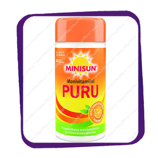фото: Minisun Monivitamiini Puru (Поливитамины с апельсиновым вкусом) жевательные таблетки - 100 шт