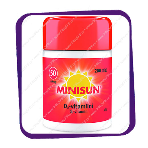 фото: Минисан витамин D3 50 мкг (Minisun D3 Vitamiini 50 mikrog) таблетки - 200 шт