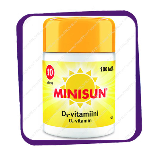 фото: Minisun D3-vitamiini 10 mikrog (Минисан D3 Витамин 10 мкг) таблетки - 100 шт