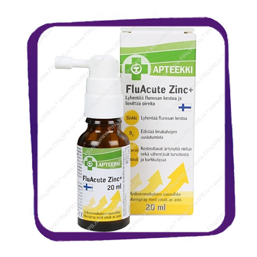 фото: Apteekki FluAcute Zinc plus (спрей для горла) капли - 20 мл