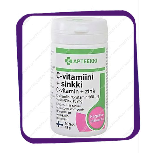 фото: Apteekki C-vitamiini +sinkki (Витамин С +цинк) таблетки - 30 шт