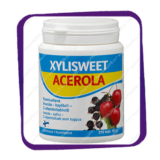 фото: Xylisweet Acerola (Витамин C из Ацеролы с ксилитом) жевательные таблетки - 210 шт
