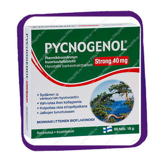 фото: Pycnogenol Strong 40mg (Пикногенол Стронг 40 мг) таблетки - 60 шт
