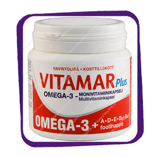фото: Vitamar Plus Omega-3 (Витамар Омега-3 Плюс A D E B6 B12) капсулы - 100 шт