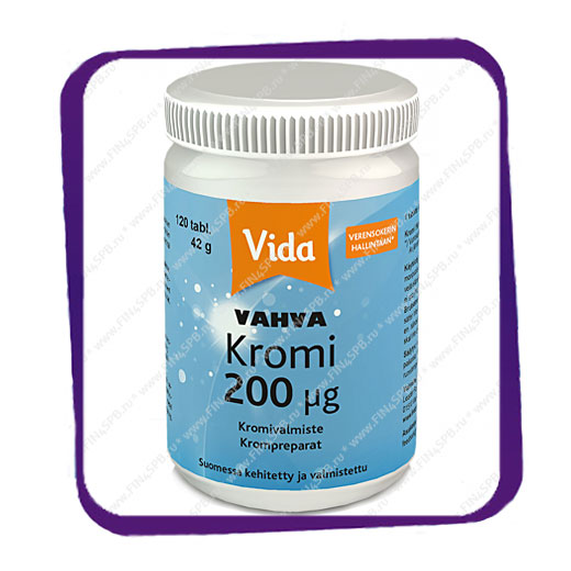 фото: Vida Vahva Kromi 200 mg (Вида Сильный Хром 200 единиц) таблетки - 120 шт