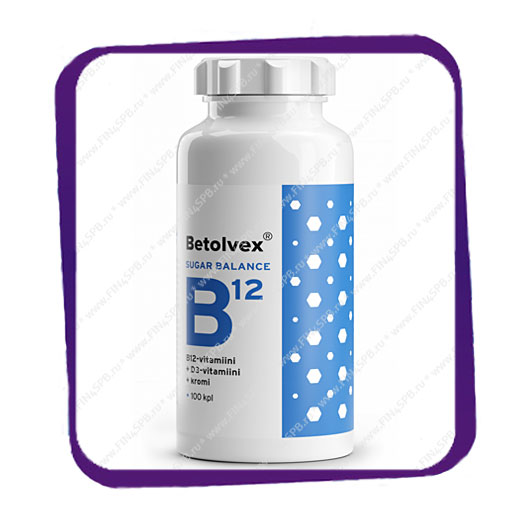 фото: Betolvex Sugar Balance B12 1mg +D3 +Kromi (Бетолвекс Шугар Баланс B12) таблетки - 100 шт