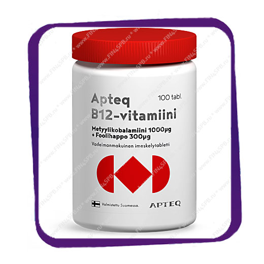 фото: Apteq Vita B12 1000 mkg +foolihappo (Аптек Вита B12 + фолиевая кислота) таблетки - 100 шт