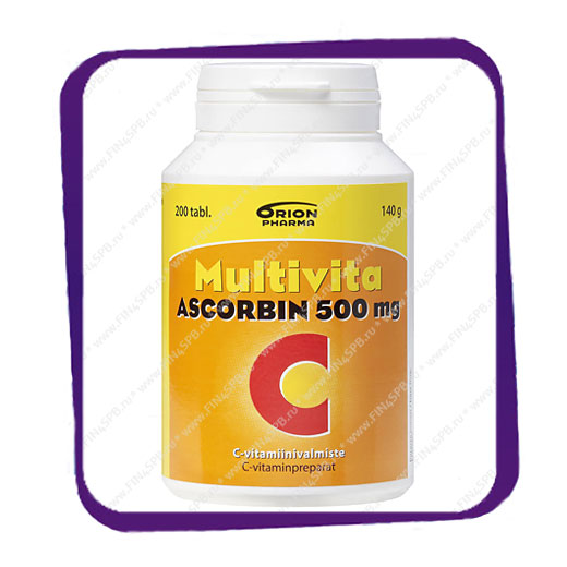 фото: Multivita Ascorbin 500 Mg Orion (Мультивита Аскорбин С 500 мг) таблетки - 200 шт