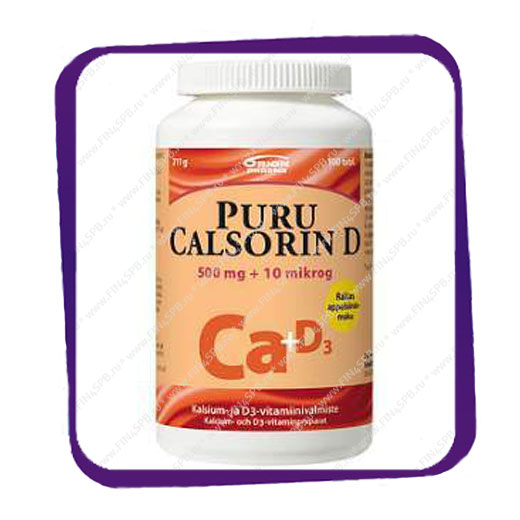 фото: Puru Calsorin D 500mg +10mikrog Ca+D3 (Пуру Калсорин Д - апельсиновый вкус) жевательные таблетки - 100 шт