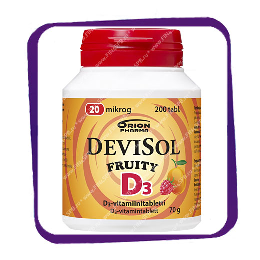фото: Devisol Fruity D3 20 Mkg (Девисол Фрутти D3 20 мкг) жевательные таблетки - 200 шт