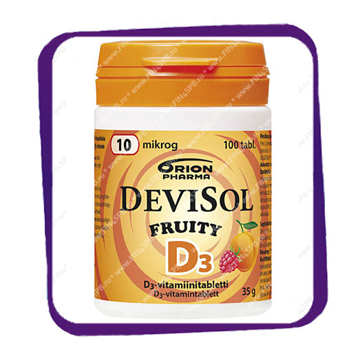 фото: Devisol Fruity D3 10 mikrog (Девисол Фрути D3 10 мкг) жевательные таблетки - 100 шт