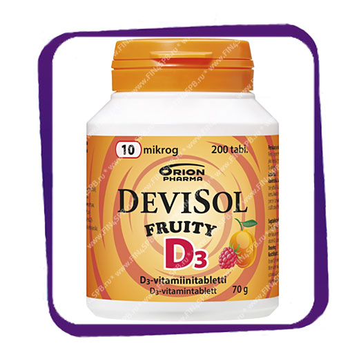 фото: Девисол Фрути D3 10 мкг (Devisol Fruity D3 10 Mkg) жевательные таблетки - 200 шт