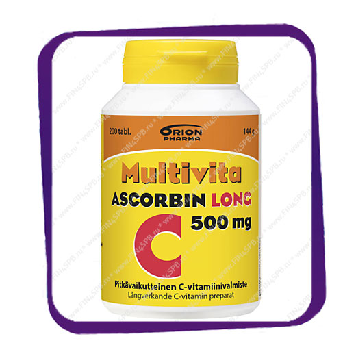 фото: Multivita Ascorbin Long 500 Mg (Мультивита - аскорбиновая кислота длительного действия) таблетки - 200 шт