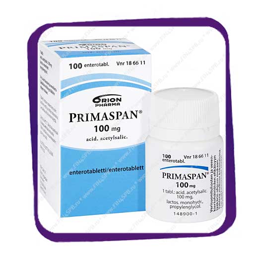 фото: Primaspan 100 Mg (Примаспан 100 Мг - ацетилсалициловая кислота) таблетки - 100 шт