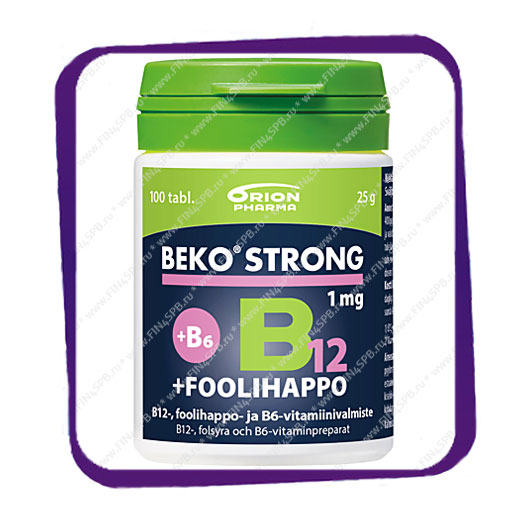фото: Beko Strong B12 1 Mg Foolihappo B6 (Беко Стронг B12 1 мг +B6 + фолиевая кислота) таблетки - 100 шт