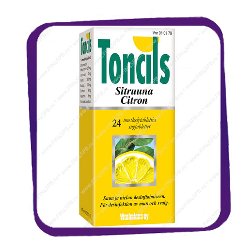 фото: Toncils Sitruuna (от боли в горле - лимонные) леденцы - 24 шт
