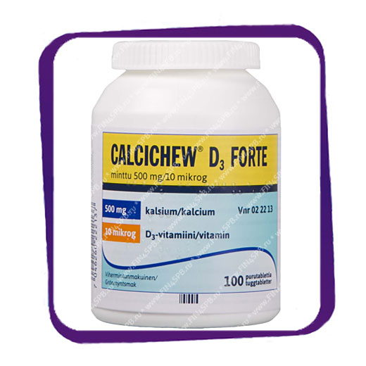 фото: Calcichew D3 Forte Minttu (кальций 500 мг и D3 10 мкг) жевательные таблетки - 100 шт