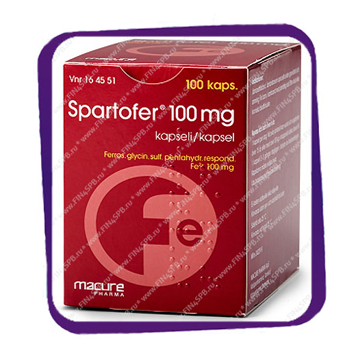 фото: Spartofer 100 Mg (Спартофер 100 мг - для терапии дефицита железа) капсулы - 100 шт