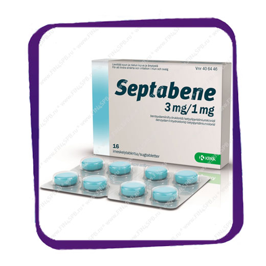 фото: Septabene Eukalyptus-menthol 3 mg/1 mg (Септабене - эвкалипт и ментол - от боли в горле) таблетки для рассасывания - 16 шт