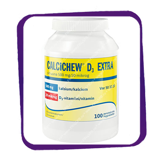 фото: Calcichew D3 Extra Sitruuna 500 mg/20 mikrog (Кальций с D3) жевательные таблетки - 100 шт