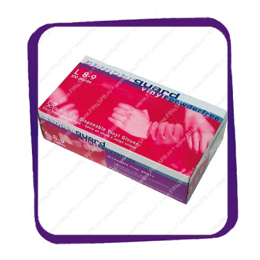фото: Перчатки виниловые неопудренные Semperguard Vinyl Gloves - 100 шт.