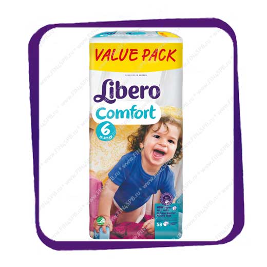 фото: Подгузники Либеро Комфорт (Libero Comfort) 6 13-20kg Value Pack 58kpl