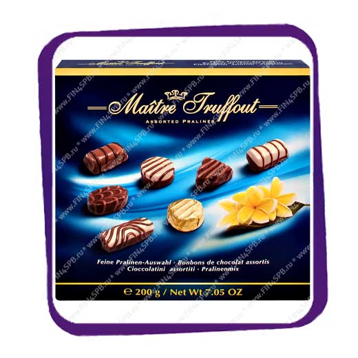 фото: Maitre Truffout - Assorted Pralines - Blue Box 200gr - конфеты ассорти.