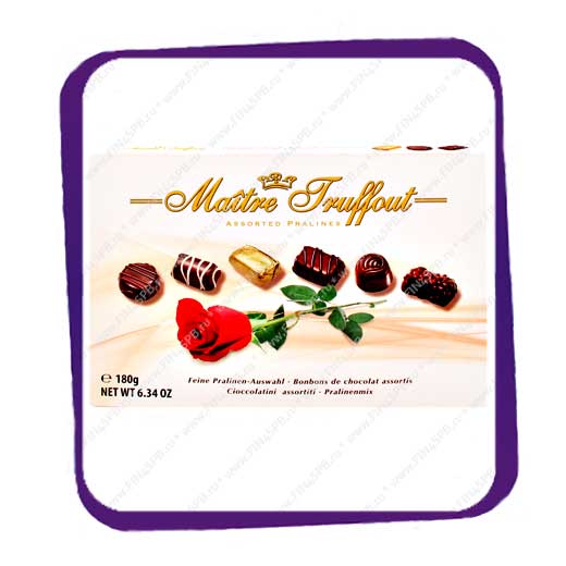 фото: Maitre Truffout - Assorted Pralines Rose - 180g - коробка с розой.