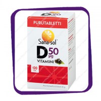 Sana-Sol D3-Vitamiini 50 Mkg Mustaherukka (Сана-Сол Д3-Витамин 50 Мкг Черная Смородина) жевательные таблетки - 120 шт
