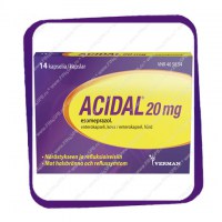 Acidal 20 Mg (Асидал с эзомепразолом 20 мг - от изжоги) капсулы - 14 шт